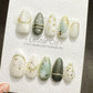 Reusable Frosted Emerald Elegance| Premium Press on Nails Gel | Fake Nails | Cute Fun Colorful Gel Nail Artist QN846