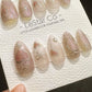 Reusable Gilded Pink Mirage| Premium Press on Nails Gel | Fake Nails | Cute Fun Colorful Gel Nail Artist QN848