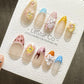 Reusable Pastel Petals Parade | Premium Press on Nails Gel | Fake Nails | Cute Fun Colorful Gel Nail Artist faux nails QN850