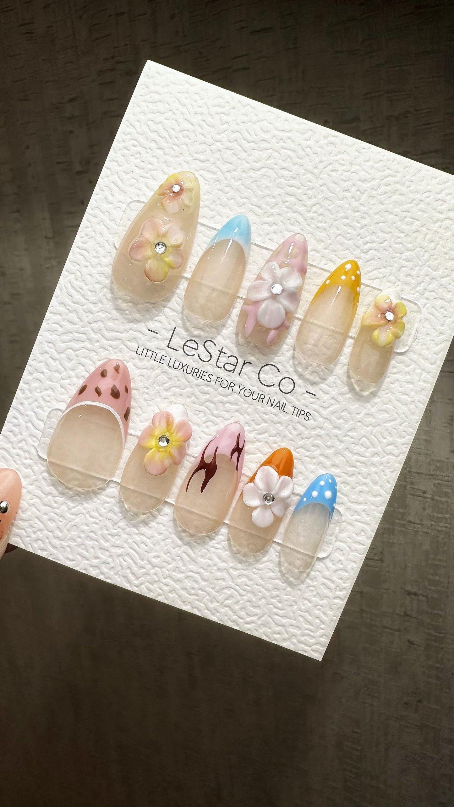 Reusable Pastel Petals Parade | Premium Press on Nails Gel | Fake Nails | Cute Fun Colorful Gel Nail Artist faux nails QN850