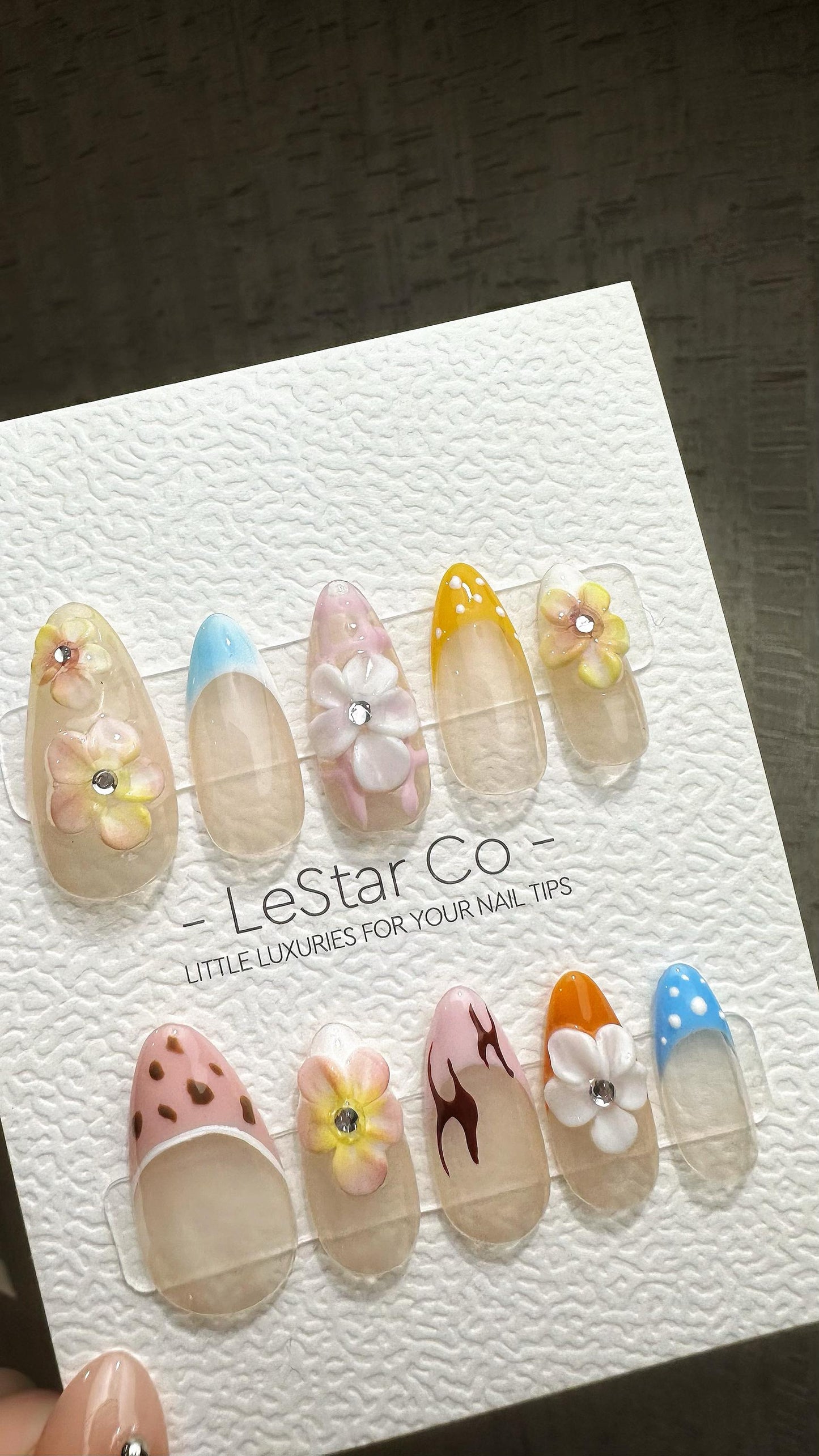 Reusable Pastel Petals Parade | Premium Press on Nails Gel | Fake Nails | Cute Fun Colorful Gel Nail Artist faux nails QN850