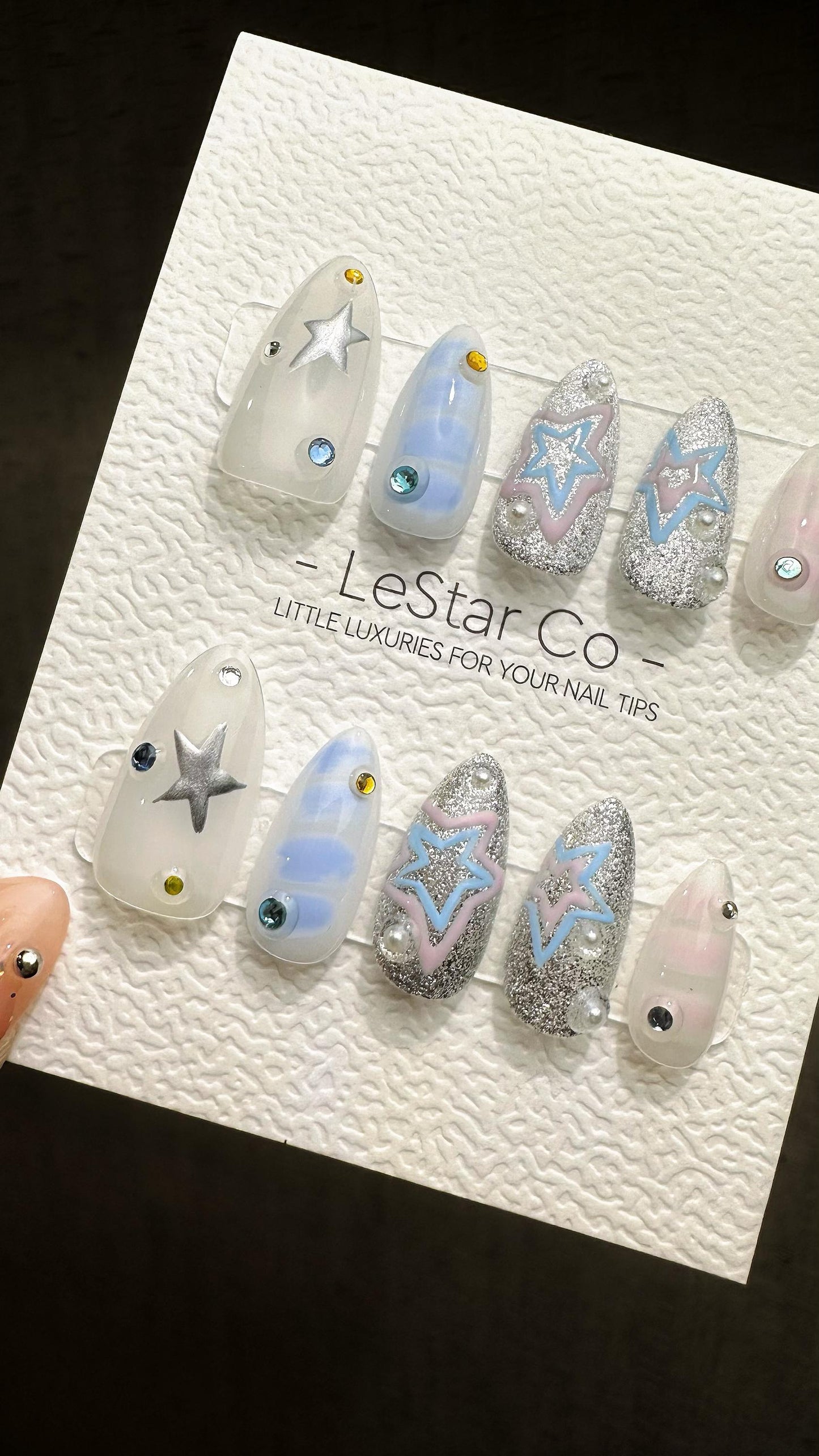 Reusable Stardust Soiree| Premium Press on Nails Gel | Fake Nails | Cute Fun Colorful Gel Nail Artist QN852