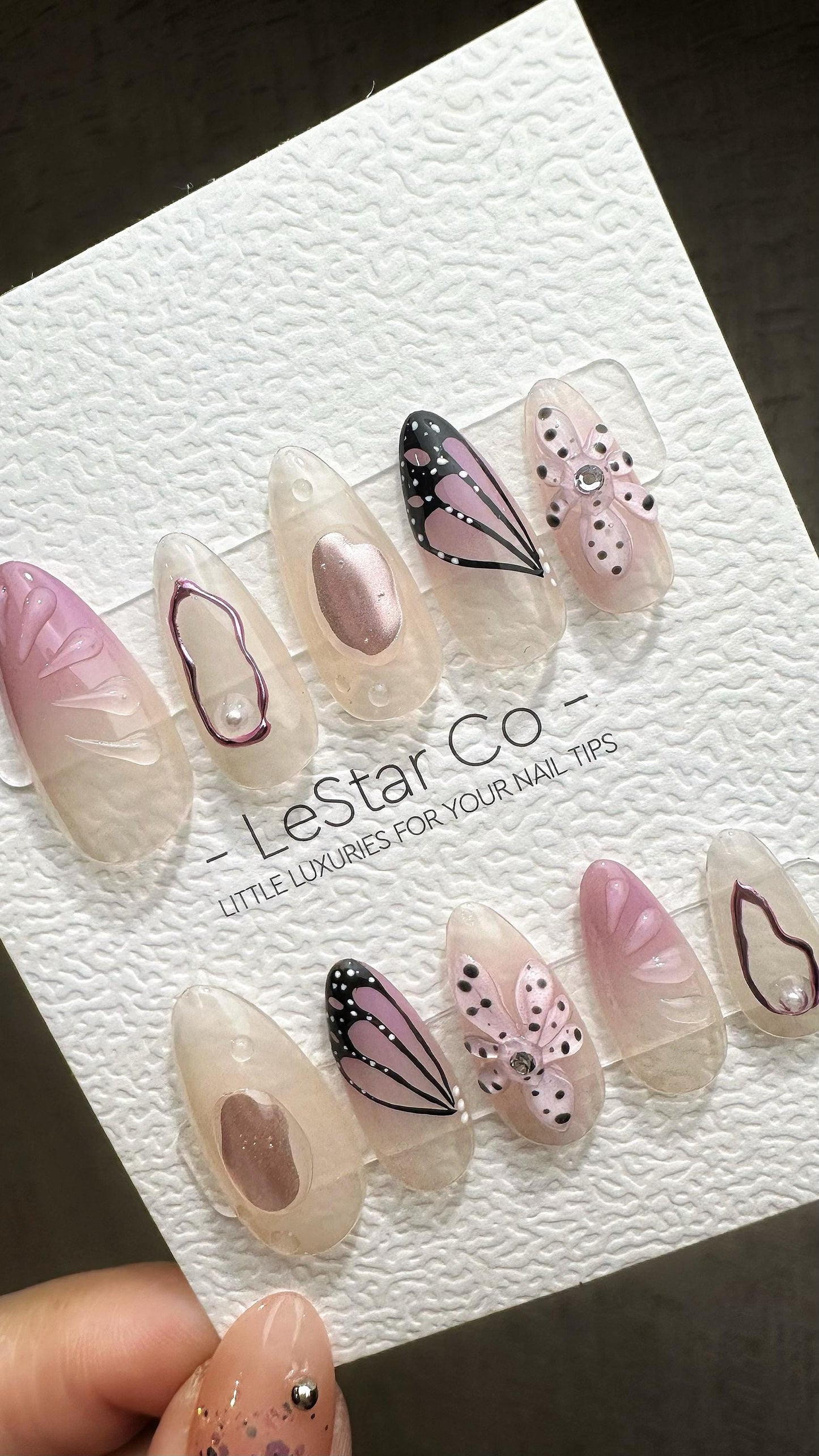 Reusable Lavender Wingspan| Premium Press on Nails Gel | Fake Nails | Cute Fun Colorful Gel Nail Artist QN854