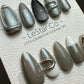 Reusable 3D Moonlit Charcoal Metallic Grey | Premium Press on Nails Gel | Fake Nails | Cute Fun Colorful Gel Nail Artist faux nails TMR827