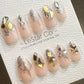 Reusable Golden Mirage| Premium Press on Nails Gel | Fake Nails | Cute Fun Colorful Gel Nail Artist ML835