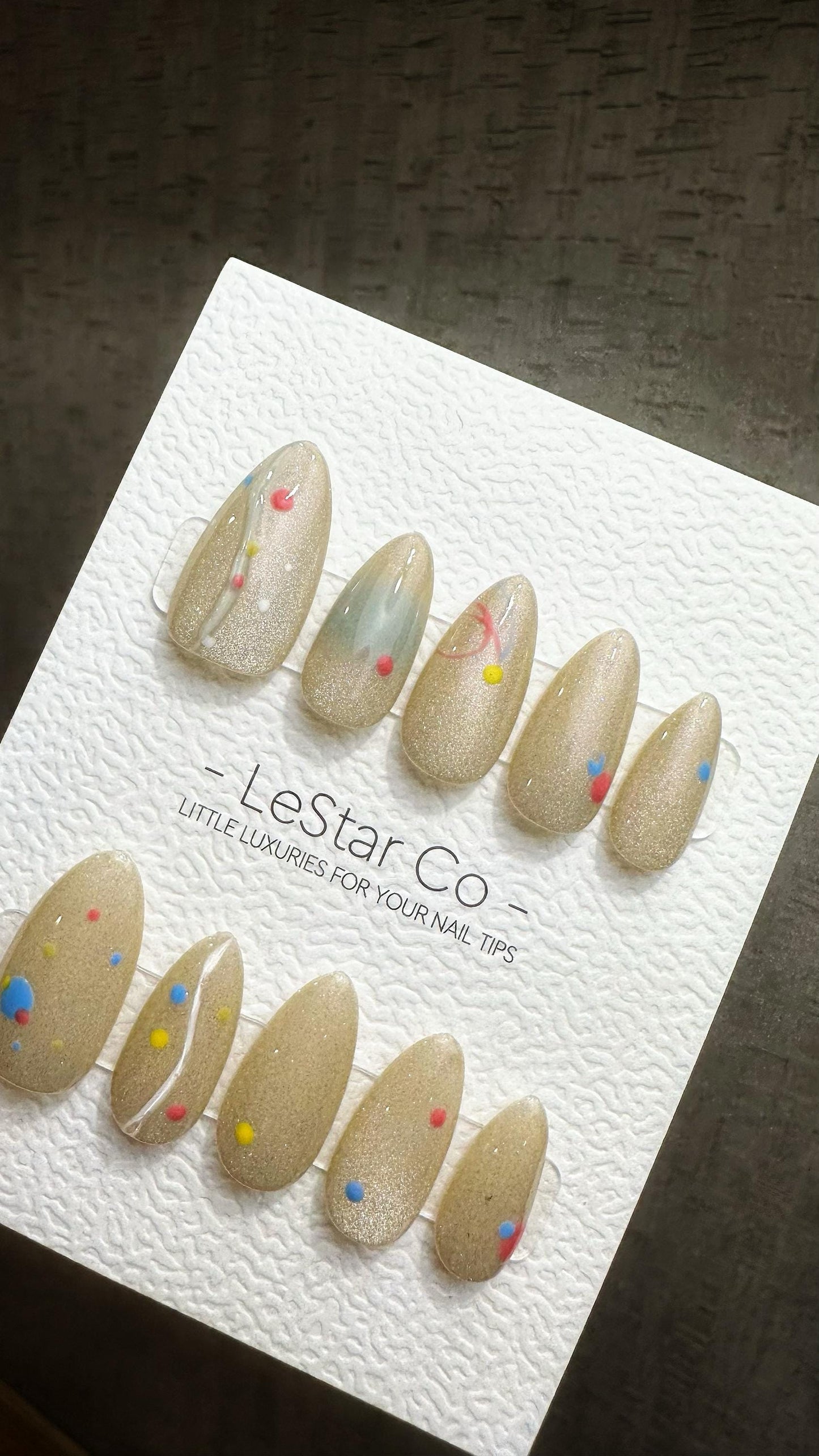 Reusable Pastel Droplets| Premium Press on Nails Gel | Fake Nails | Cute Fun Colorful Gel Nail Artist ML838