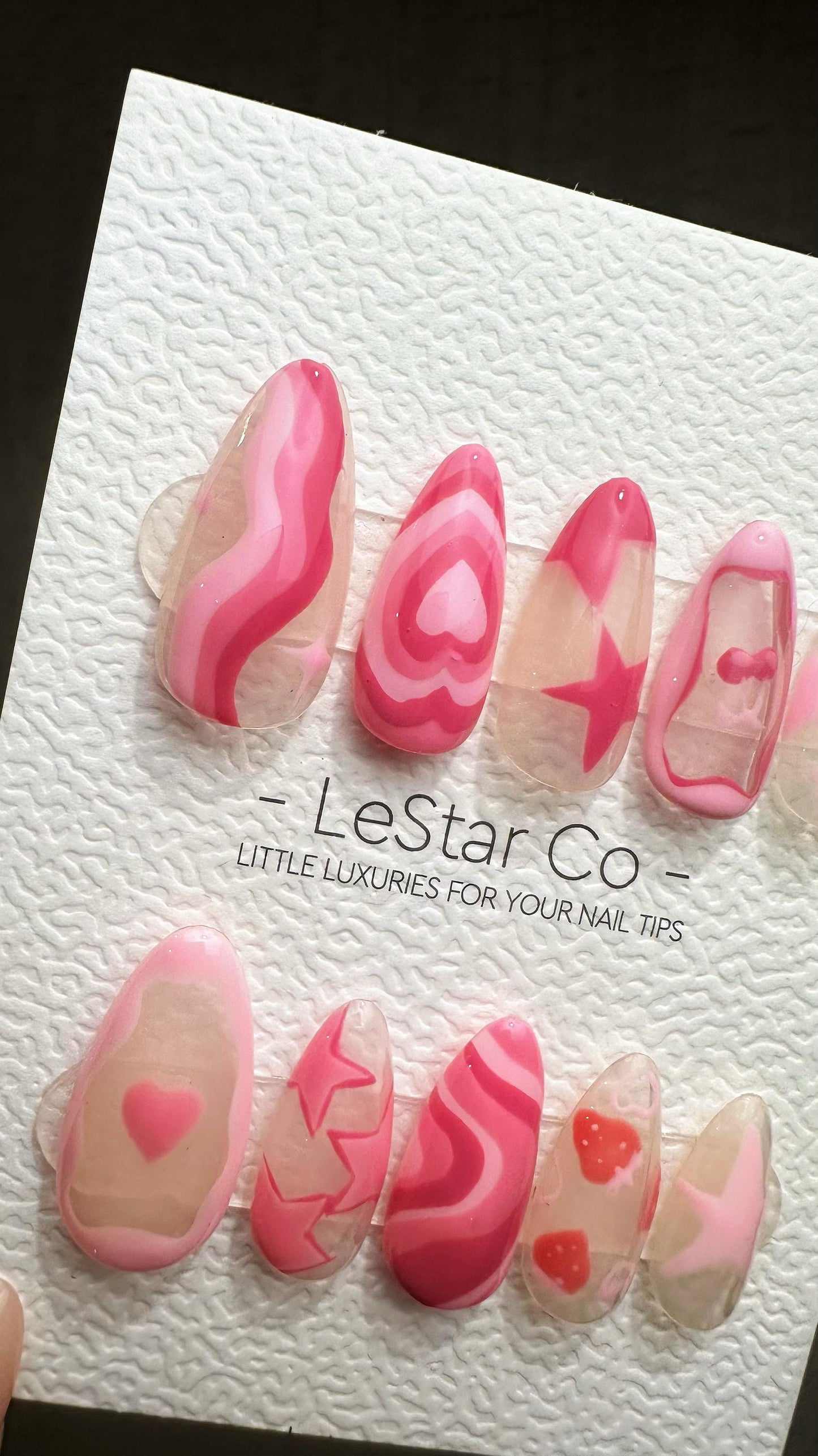 Reusable Valentine's Whimsy| Premium Press on Nails Gel | Fake Nails | Cute Fun Colorful Gel Nail Artist ML842