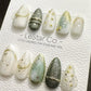 Reusable Frosted Emerald Elegance| Premium Press on Nails Gel | Fake Nails | Cute Fun Colorful Gel Nail Artist QN846