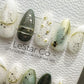 Reusable Frosted Emerald Elegance| Premium Press on Nails Gel | Fake Nails | Cute Fun Colorful Gel Nail Artist QN846