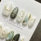 Reusable Frosted Emerald Elegance| Premium Press on Nails Gel | Fake Nails | Cute Fun Colorful Gel Nail Artist QN846