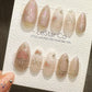 Reusable Gilded Pink Mirage| Premium Press on Nails Gel | Fake Nails | Cute Fun Colorful Gel Nail Artist QN848