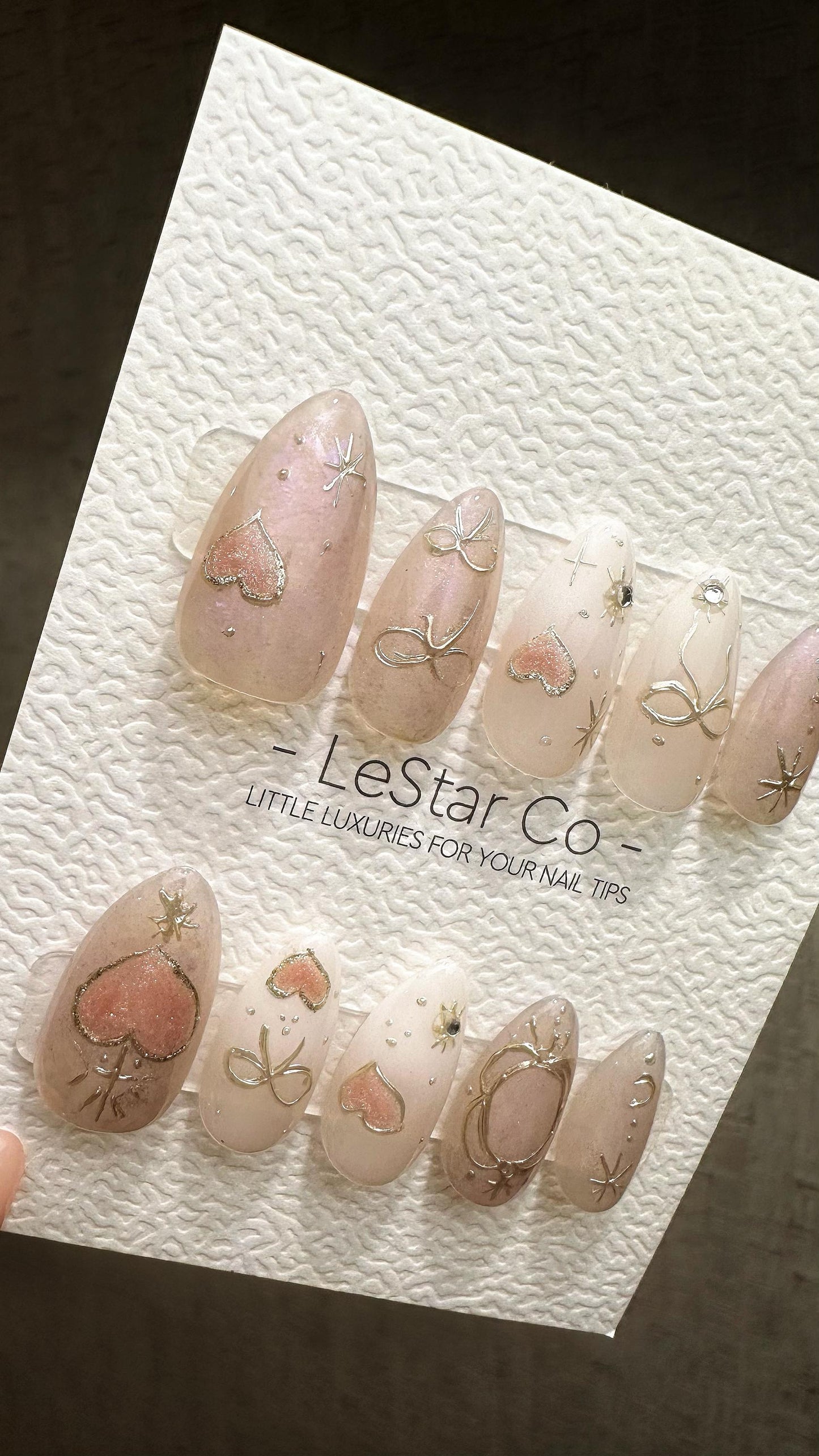 Reusable Gilded Pink Mirage| Premium Press on Nails Gel | Fake Nails | Cute Fun Colorful Gel Nail Artist QN848