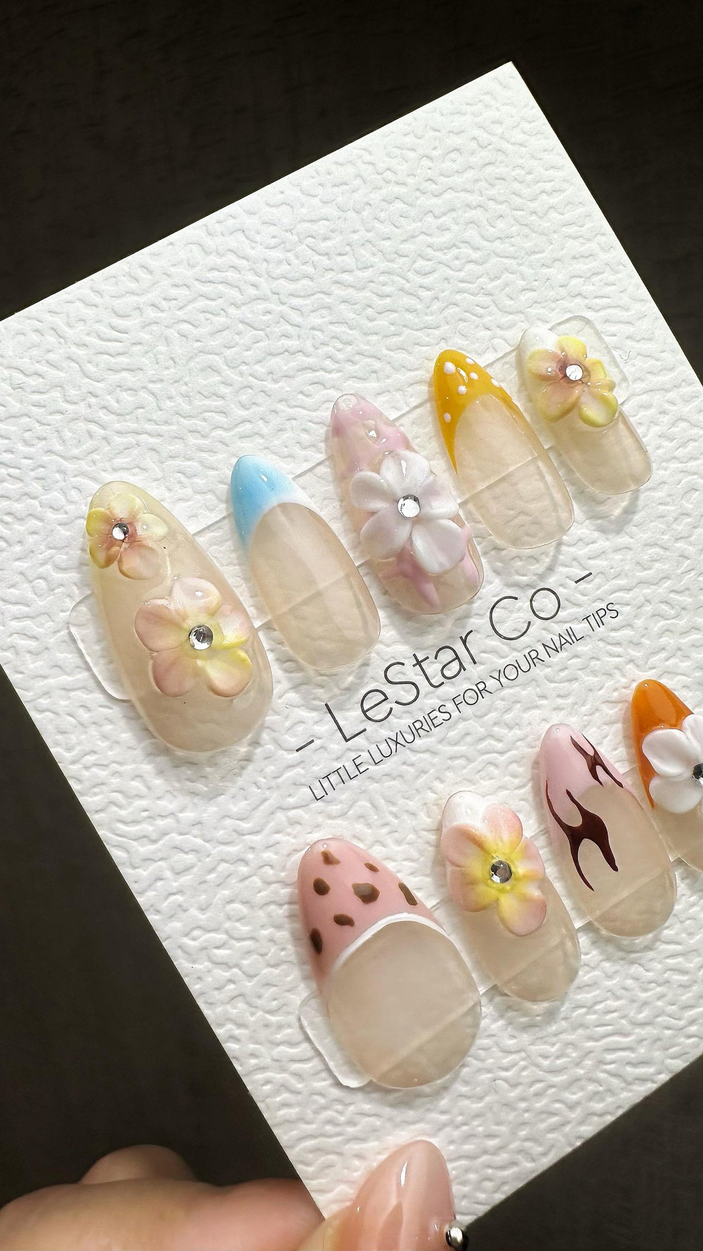 Reusable Pastel Petals Parade | Premium Press on Nails Gel | Fake Nails | Cute Fun Colorful Gel Nail Artist faux nails QN850