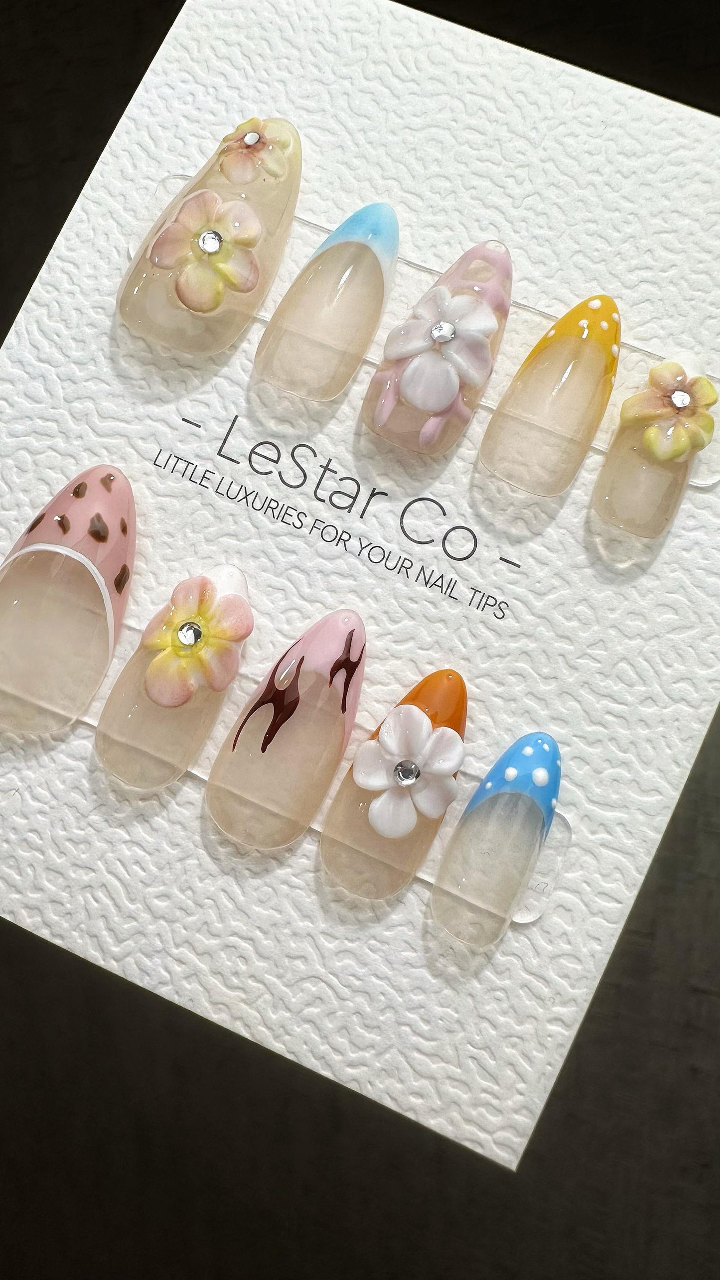 Reusable Pastel Petals Parade | Premium Press on Nails Gel | Fake Nails | Cute Fun Colorful Gel Nail Artist faux nails QN850