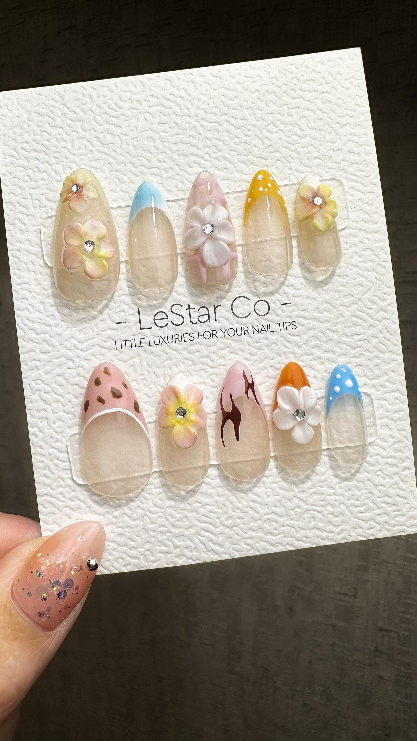 Reusable Pastel Petals Parade | Premium Press on Nails Gel | Fake Nails | Cute Fun Colorful Gel Nail Artist faux nails QN850