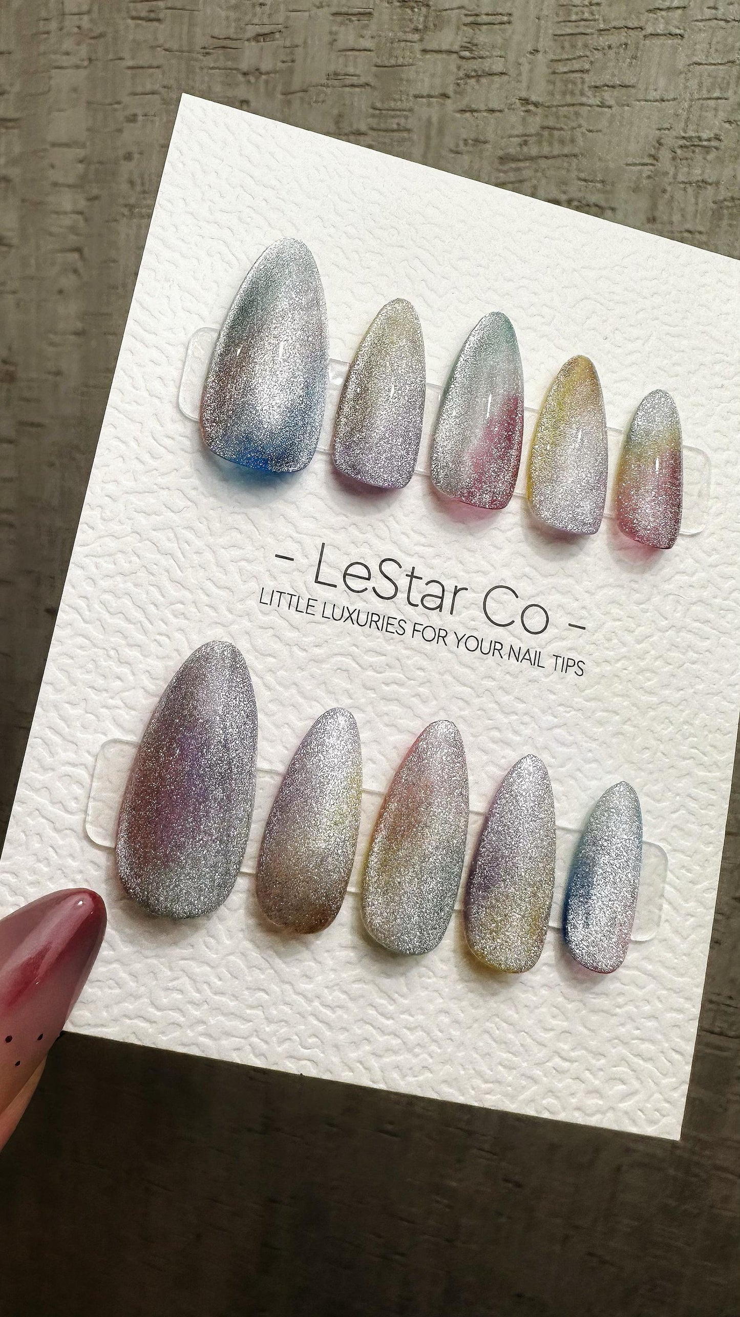 Reusable Dreamy Gradient Cat eye | Nails Premium Press on Nails Gel Manicure Handprint Pressons Handmade | Lestarco faux nails YR859