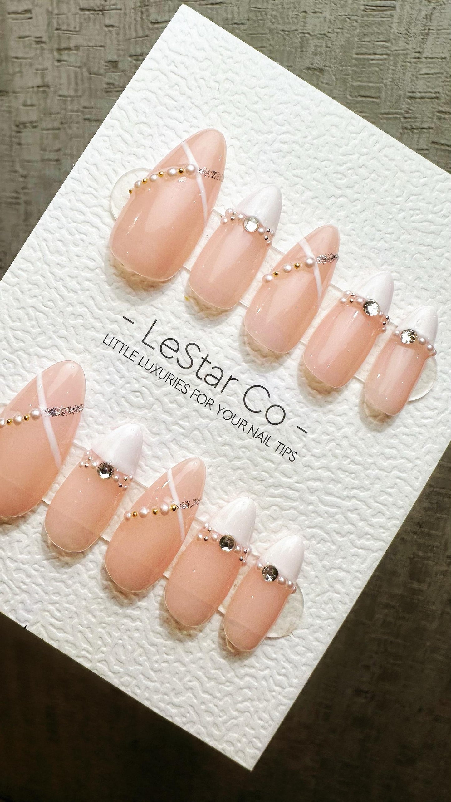 Reusable Pearl Strands | Nails Premium Press on Nails Gel Manicure Hand Painted Pressons Handmade | Lestarco faux nails YR870