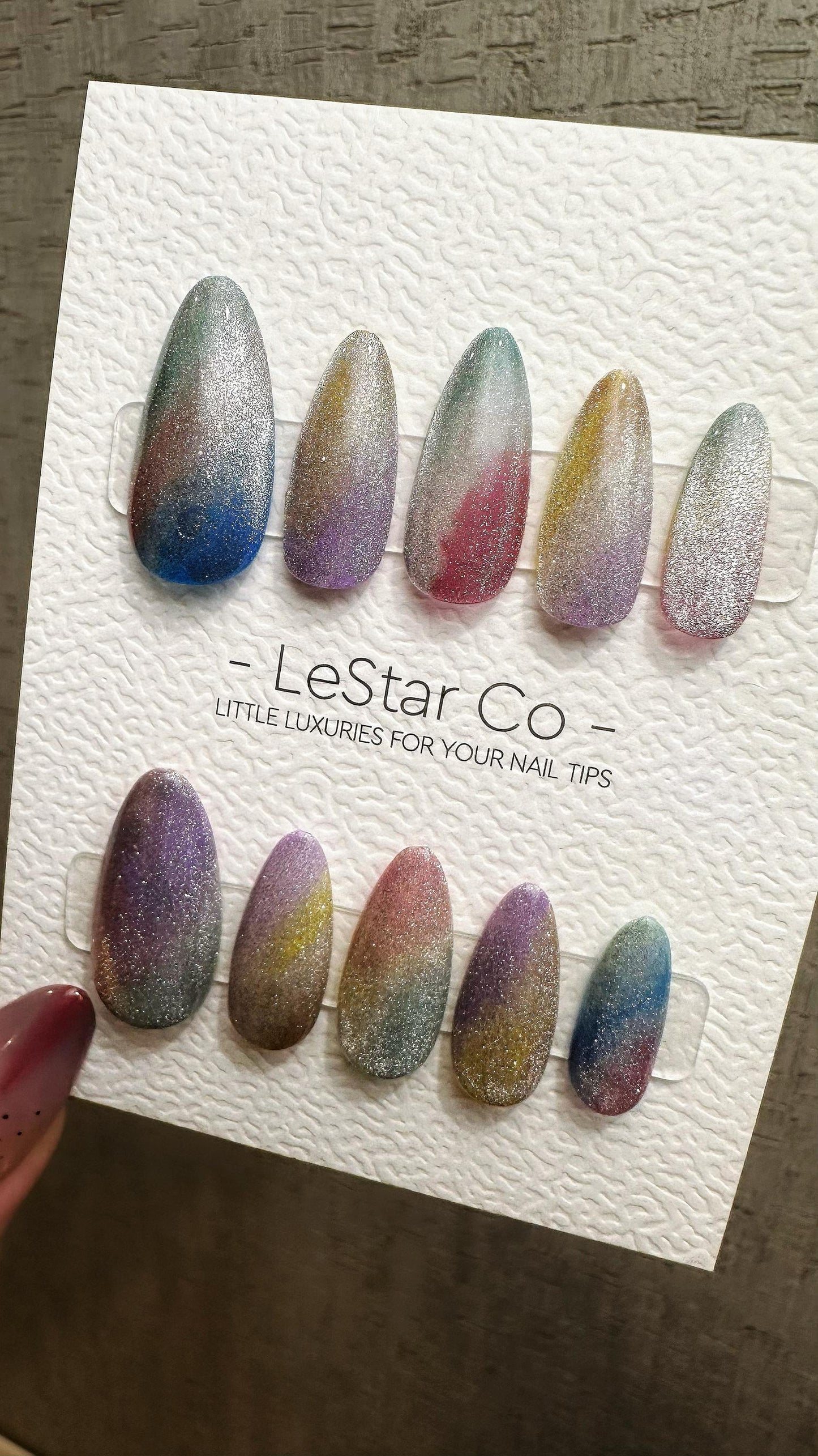 Reusable Dreamy Gradient Cat eye | Nails Premium Press on Nails Gel Manicure Handprint Pressons Handmade | Lestarco faux nails YR859