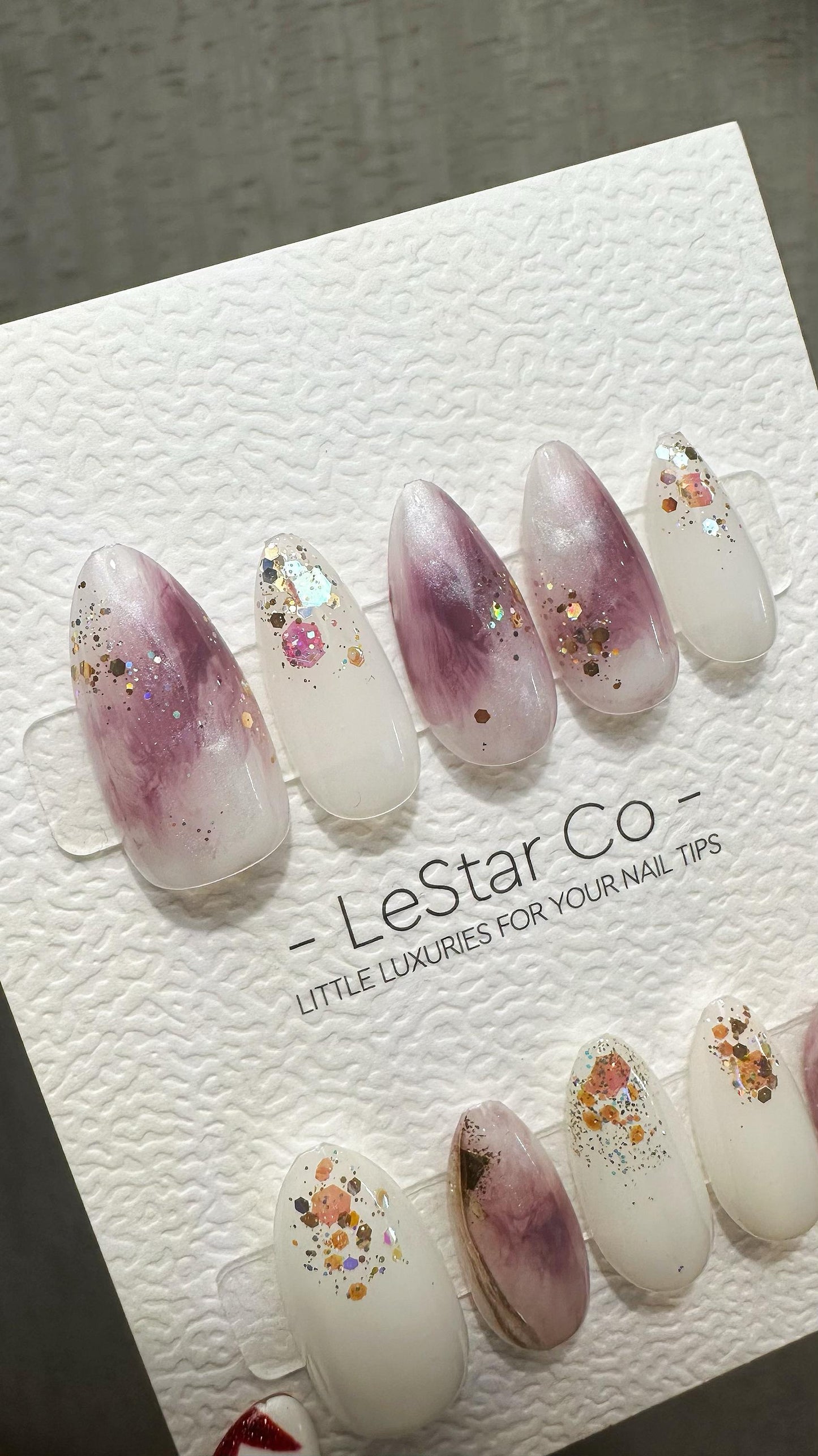 Reusable Lavender Sparkle | Premium Handmade Press on Nails Gel | Fake Nails | Cute Fun Colorful Gel Nail Artist faux nails BB895