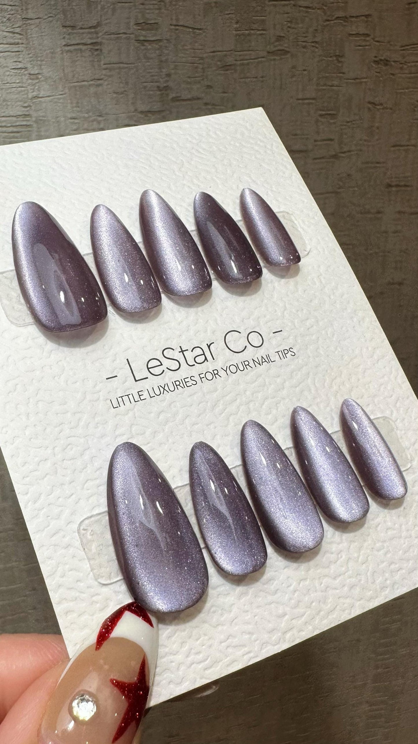 Reusable My Closest Friend Purple Cat Eye Effect | Nails Premium Press on Nails Gel Manicure Handprint Pressons Handmade| Lestarco WM883