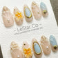 Reusable Coastal Chic| Premium Press on Nails Gel | Fake Nails | Cute Fun Colorful Gel Nail Artist faux nails WM887