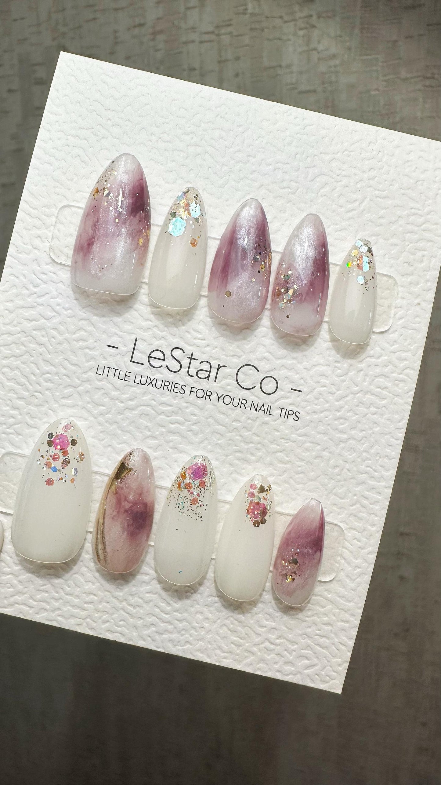 Reusable Lavender Sparkle | Premium Handmade Press on Nails Gel | Fake Nails | Cute Fun Colorful Gel Nail Artist faux nails BB895