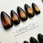 Reusable Molten Glow Orange Cat Eye Effect |Premium Presson Nails Gel Manicure Hand Painted Pressons Handmade | Lestarco faux nails ML898