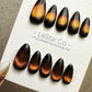 Reusable Molten Glow Orange Cat Eye Effect |Premium Presson Nails Gel Manicure Hand Painted Pressons Handmade | Lestarco faux nails ML898