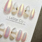 Reusable Iridescent Ribbon | Premium Press on Nails Gel Hand Painted Pressons Customizable Gel Nail False faux Nails ML903