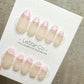 Reusable Baby Pink French Tip with Pearl | Premium Press on Nails Gel | Fake Nails | Cute Fun Colorful Gel Nail Artist faux nails ML905