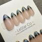 Reusable Eclipse French Tip | Premium Handmade Press on Nails Gel | Fake Nails | Cute Fun Colorful Gel Nail Artist faux nails ML916