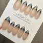 Reusable Eclipse French Tip | Premium Handmade Press on Nails Gel | Fake Nails | Cute Fun Colorful Gel Nail Artist faux nails ML916