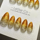 Reusable Sunset Glow Cat Eye Effect| Nails Premium Press on Nails Gel Manicure | Fake Nails | Handmade | faux nails ML918