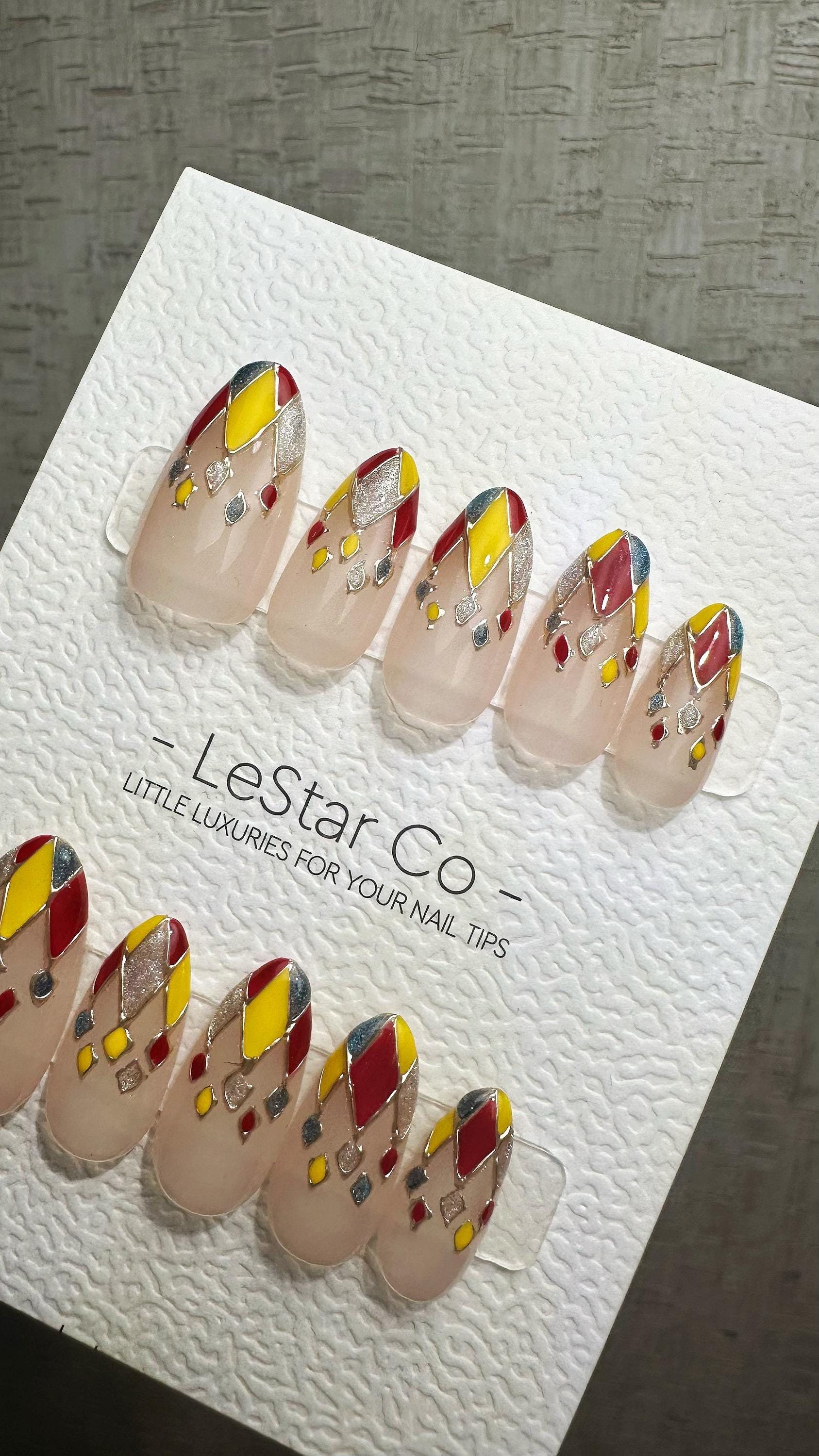 Reusable Diamond Jubilee Cat Eye | Premium Handmade Press on Nails Gel Hand Painted Pressons Customizable Gel Nail Artist faux nails ML922