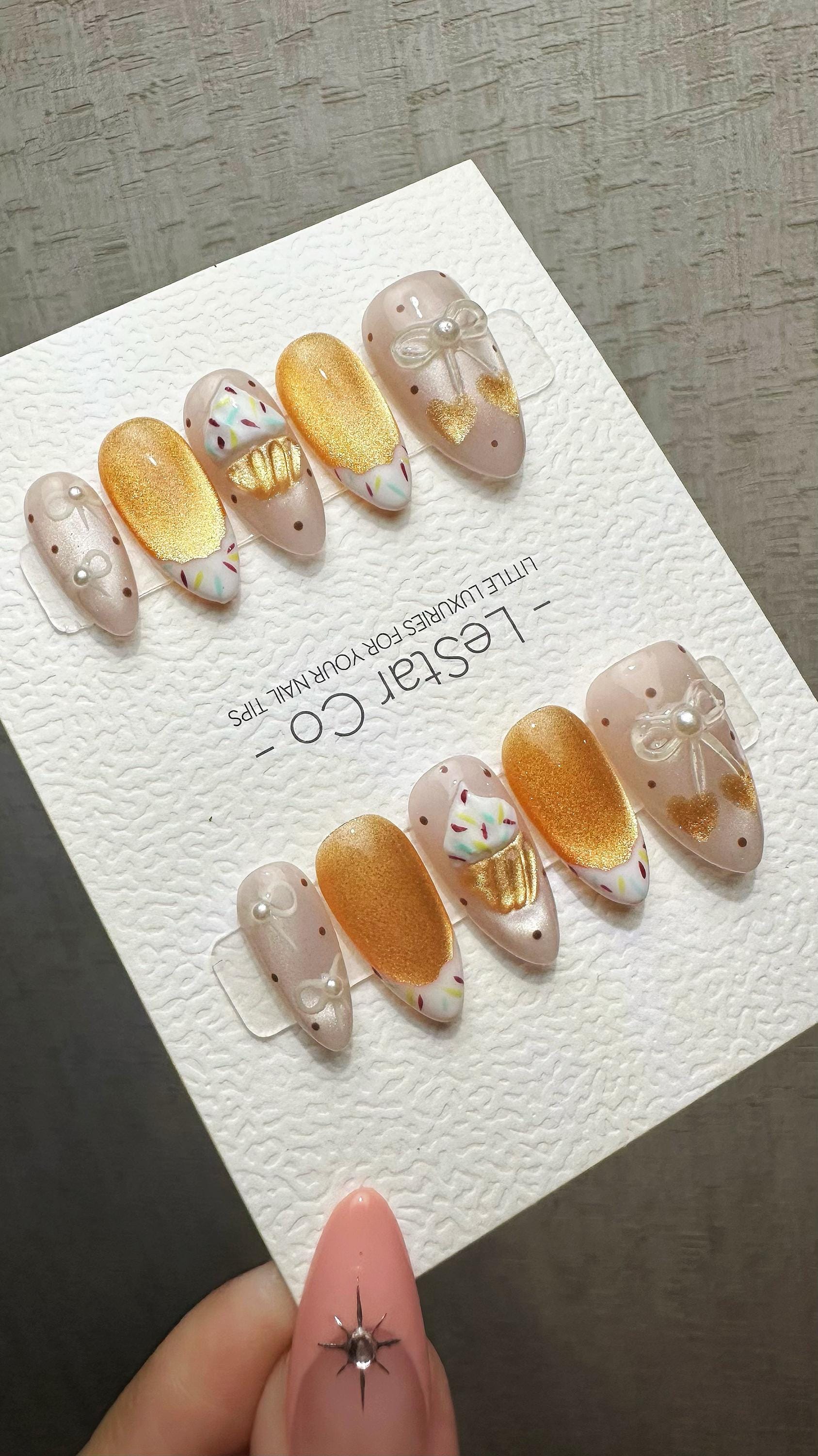 Reusable Sweet Sprinkle Dream| Premium Press on Nails Gel | Fake Nails | Cute Fun Colorful Gel Nail faux nails ML924
