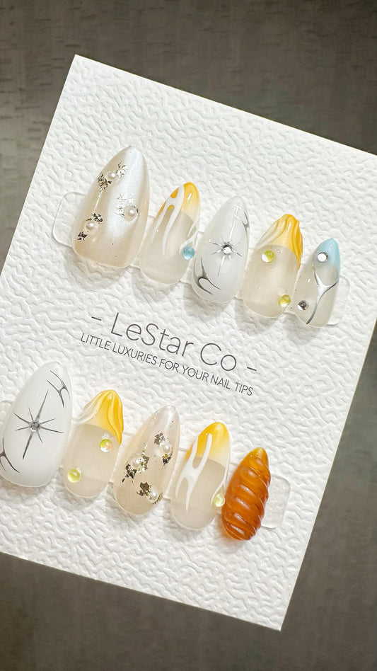 Reusable Nebula Glow| Premium Press on Nails Gel | Fake Nails | Cute Fun Colorful Gel Nail Artist faux nails ML929