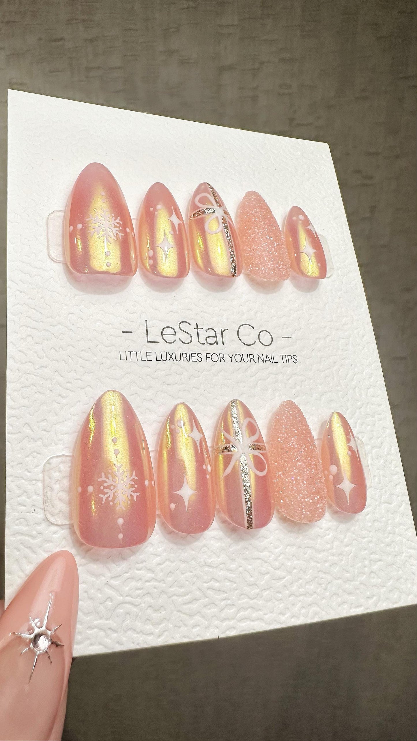 Reusable Frosted Peach Glow | Premium Press on Nails Gel Hand Painted Pressons Customizable Gel Nail Artist faux nails ML932