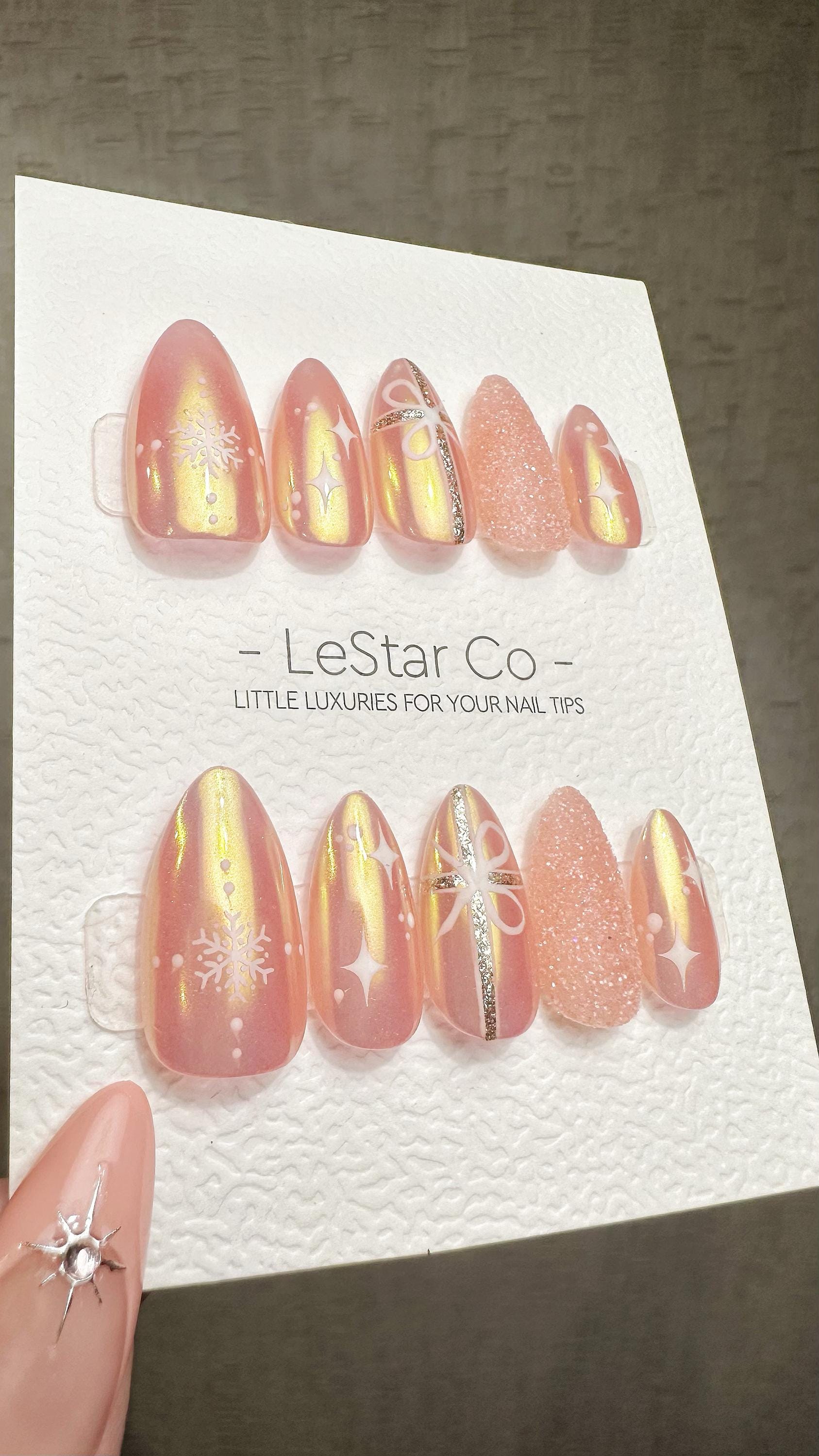 Reusable Frosted Peach Glow | Premium Press on Nails Gel Hand Painted Pressons Customizable Gel Nail Artist faux nails ML932