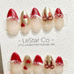 Reusable Ruby Ribbon French Tip| Premium Press on Nails Gel | Fake Nails | Cute Fun Colorful Gel Nail Artist faux nails ML930