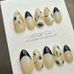 Reusable Icy MMidnight Daisy Black French TIp| Premium Press on Nails Gel Hand Painted Pressons Customizable Gel Nail faux nails ML911