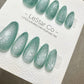 Reusable Aqua Mirage Cat Eye Effect | Premium Press on Nails Gel Hand Painted Pressons Customizable Gel Nail Artist fake nails WM936