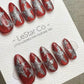 Reusable Crimson Stardust | Premium Press on Nails Gel Hand Painted Pressons Customizable Gel Nail Artist faux nails WM939