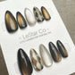 Reusable Champagne Shadows Cat Eye Effect | Premium Press on Nails Gel Hand Painted Pressons Customizable Gel Nail Artist faux nails WM940
