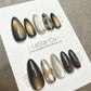 Reusable Champagne Shadows Cat Eye Effect | Premium Press on Nails Gel Hand Painted Pressons Customizable Gel Nail Artist faux nails WM940