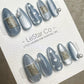 Reusable Silver Serenade Cat Eye Effect | Premium Press on Nails Gel Hand Painted Pressons Customizable Gel Nail Artist faux nails WM941