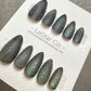 Reusable Mystic Forest Cat Eye Effect | Premium Press on Nails Gel Hand Painted Pressons Customizable Gel Nail Artist fake nails WM943