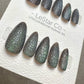 Reusable Mystic Forest Cat Eye Effect | Premium Press on Nails Gel Hand Painted Pressons Customizable Gel Nail Artist fake nails WM943
