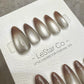 Reusable Mocha Mist Cat Eye Effect | Premium Press on Nails Gel Hand Painted Pressons Customizable Gel Nail Artist fake nails WM937