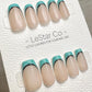 Reusable Turquoise Touch French Tip | Premium Press on Nails Gel Hand Painted Pressons Customizable Gel Nail Artist faux nails WM945