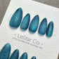 Reusable Oceanic Scales Cat Eye Effect | Premium Press on Nails Gel Hand Painted Pressons Customizable Gel Nail Artist fake nails WM943